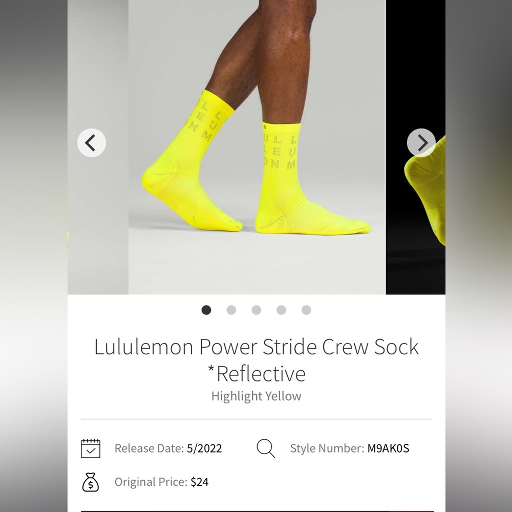 Lululemon Power Stride Crew Sock *Reflective
Highlight Yellow